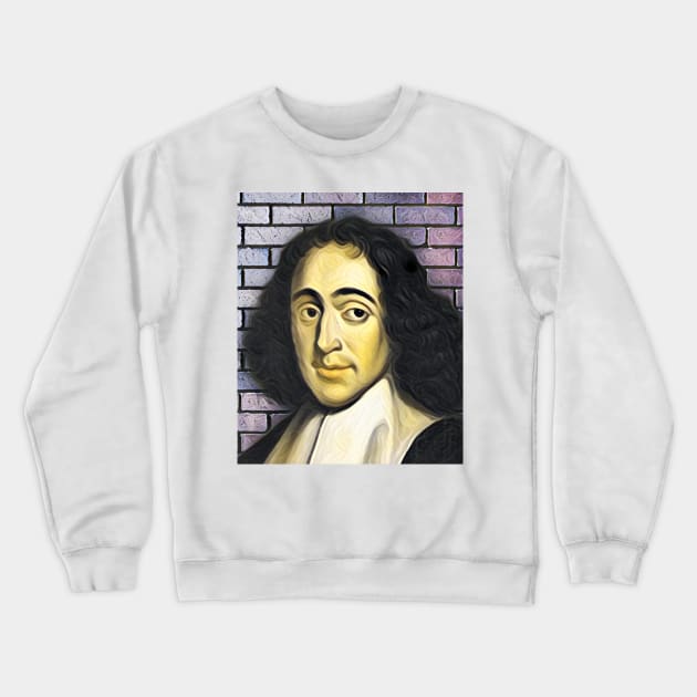 Baruch Spinoza Yellow Portrait | Baruch Spinoza Artwork 8 Crewneck Sweatshirt by JustLit
